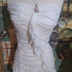 Lace white shirt dress